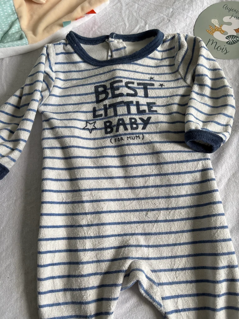 Pijama de Veludo "Best Little Baby" - In Extenso - 3 meses – photo 2